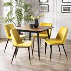 Findlay Dining Set - Walnut - 4 Seater - 90cm - Square - 4 Delaunay Yellow Chairs