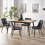 Findlay Dining Set - Walnut - 4-6 Seater - 160cm - Delaunay Grey Chairs
