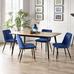 Findlay Dining Set - Walnut - 4-6 Seater - 160cm - Delaunay Blue Chairs