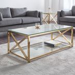Miami Coffee Table - 120cm - Glass and Gold