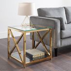 Miami Lamp Table - Square - Glass and Gold