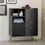 Murano Sideboard - 80cm - 2 Door - Small - Ribbed - Black