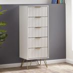 Murano Chest of Drawers - 5 Drawer - Narrow - Ribbed - White
