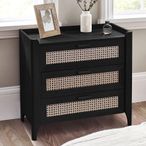 Sydney Chest of Drawers - 3 Drawer - Black and Faux Rattan
