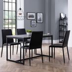 Staten Dining Set - 4 Seater - 120cm - Jazz Black Chairs - 4 Chairs - Concrete