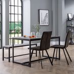Staten Dining Set - 4 Seater - 120cm - Monroe Chairs - 2 Chairs & 1 Bench - Concrete