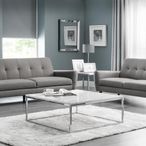 Scala Coffee Table - 90cm - Square - White Marble Effect and Chrome