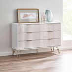 Murano Chest of Drawers - 6 Drawer - Wide - Ribbed - White