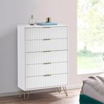 Murano Chest of Drawers - 5 Drawer - Midi - Ribbed - White