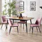Findlay Dining Set - Walnut - 4-6 Seater - 160cm - Delaunay Pink Chairs