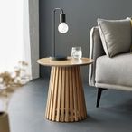 Ollie Lamp Table - Round - Slatted Base - Natural Oak