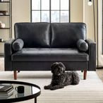 Henley Black Faux Leather Sofa - 2 Seater
