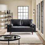 Henley Black Faux Leather Sofa - 3 Seater