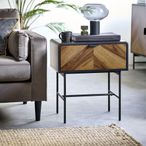 Alvin Chevron Wood Effect Lamp Table - 1 Drawer