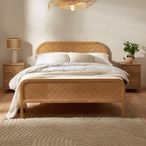 Milo Chevron Bed - Oak - Sizes Available