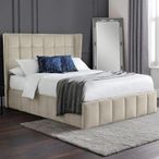 Gatsby Ottoman Storage Bed - Cream Velvet Fabric - Sizes Available