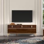 Modern Eva TV Unit - 140cm - Walnut with Gold Trim