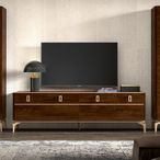 Modern Eva TV Unit - 195cm - Walnut with Gold Trim