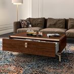 Modern Eva Storage Coffee Table - Walnut with Gold Trim