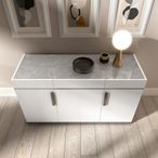 Modern Mara Medium Buffet Sideboard - 140cm - 3 Doors with Metal Handle - White