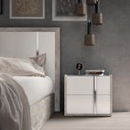 Modern Treviso Bedside Cabinet - 2 Drawer - Grey