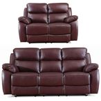 Rivoli Recliner Sofa Set - Burgundy Leather - 3+2 Seater