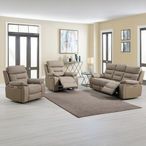 Belgravia Power Recliner Sofa Set - Taupe Leather - 3+1+1 Seater