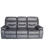 Gabrielle Manual Recliner Sofa - Charcoal Leather - 3 Seater