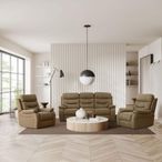 Gabrielle Manual Recliner Sofa Set - Tawny Brown Leather - 3+1+1 Seater