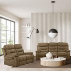 Gabrielle Manual Recliner Sofa Set - Tawny Brown Leather - 3+2 Seater