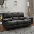 Isobella Manual Recliner Sofa - Charcoal Fabric - 3 Seater