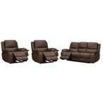 Isobella Manual Recliner Sofa Set - Chocolate Fabric - 3+1+1 Seater