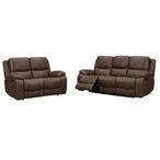 Isobella Manual Recliner Sofa Set - Chocolate Fabric - 3+2 Seater