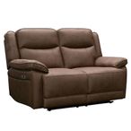Torino Manual Recliner Sofa - Chestnut Faux Leather - 2 Seater