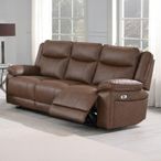 Torino Manual Recliner Sofa - Chestnut Faux Leather - 3 Seater