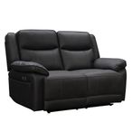 Torino Manual Recliner Sofa - Grey Pewter Faux Leather - 2 Seater