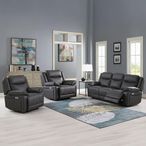 Torino Manual Recliner Sofa Set - Grey Pewter Faux Leather - 3+1+1 Seater