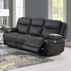 Torino Manual Recliner Sofa - Grey Pewter Faux Leather - 3 Seater