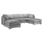 Bishop U Shape Corner Sofa Suite - Fullback - Platinum Velvet Fabric