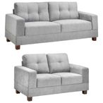 Jerry Sofa Set - Grey Fabric - 3+2 Seater