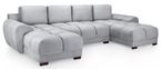 Azzuro U Shape Corner Sofa Suite - Grey Velvet Fabric