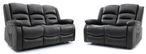 Alva Electric Recliner Sofa Set - Black Faux Leather - 3+2 Seater