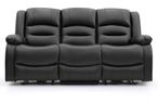 Alva Electric Recliner Sofa - Black Faux Leather - 3 Seater