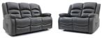 Alva Electric Recliner Sofa Set - Grey Faux Leather - 3+2 Seater