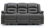 Alva Electric Recliner Sofa - Grey Faux Leather - 3 Seater
