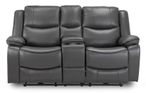 Harald Electric Recliner Sofa - Grey Faux Leather - 2 Seater