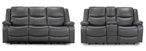 Harald Electric Recliner Sofa Set - Grey Faux Leather - 3+2 Seater