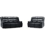 Novie Sofa Set - Black Faux Leather - 3+2 Seater