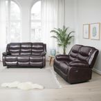 Conrad Manual Recliner Sofa Set - Brown Leather - 3+2 Seater
