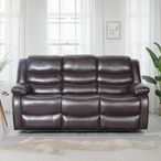Conrad Manual Recliner Sofa - Brown Leather - 3 Seater
